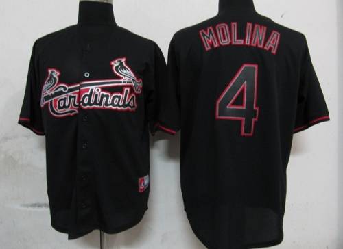 Cardinals #4 Yadier Molina Black Fashion Stitched MLB Jersey - Click Image to Close